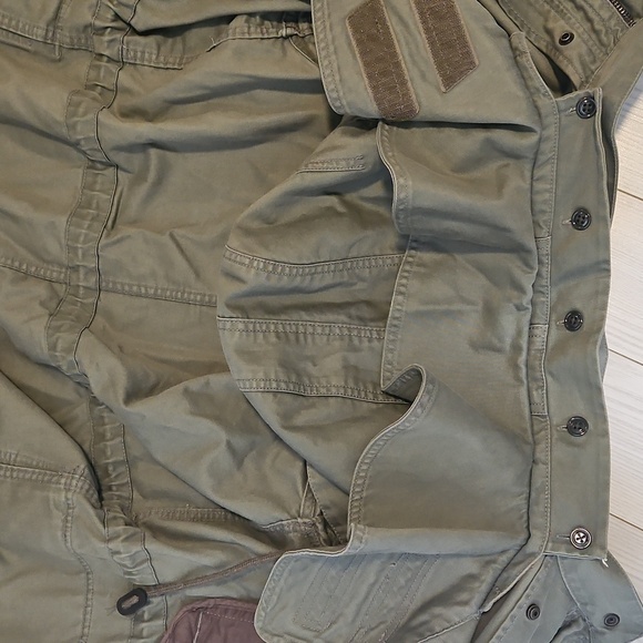 Gap XS Oversized Khaki Green Military Jacket Parka Trench Coat Fishtail - Picture 7 of 7